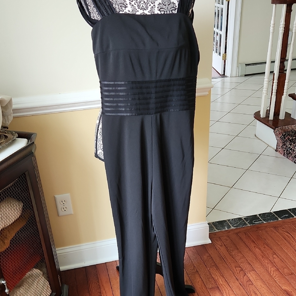 Impressions Black Lace Trim Jumpsuit